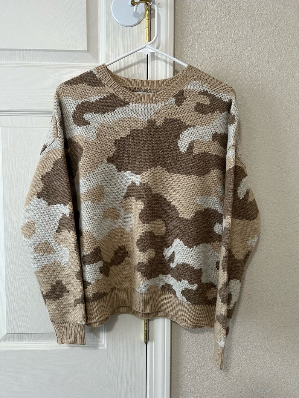 Lucky Brand Neutral Camo Wool Blend Knit Sweater Medium NWOT 7WP5160